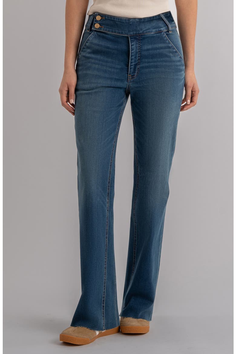 Kelly Raw Hem High Waist Flare Jeans, Main, color, HONEST
