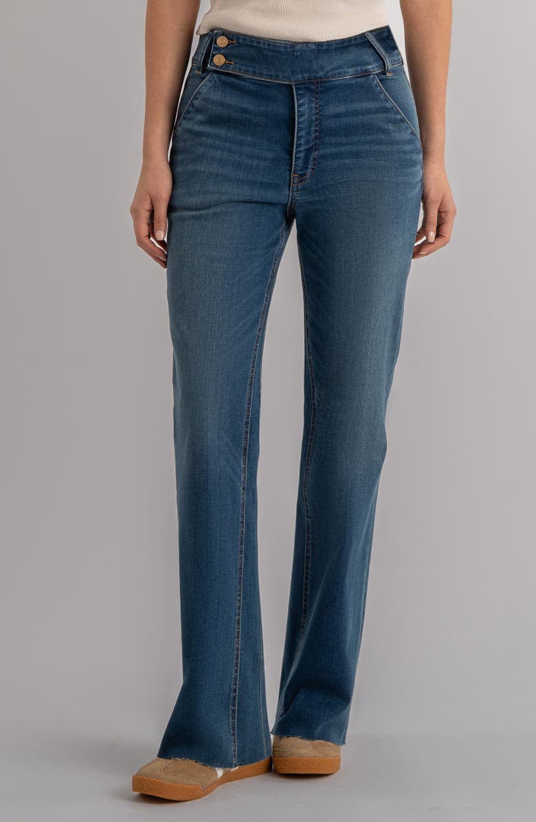 KUT from the Kloth Kelly Raw Hem High Waist Flare Jeans, Main, color, 