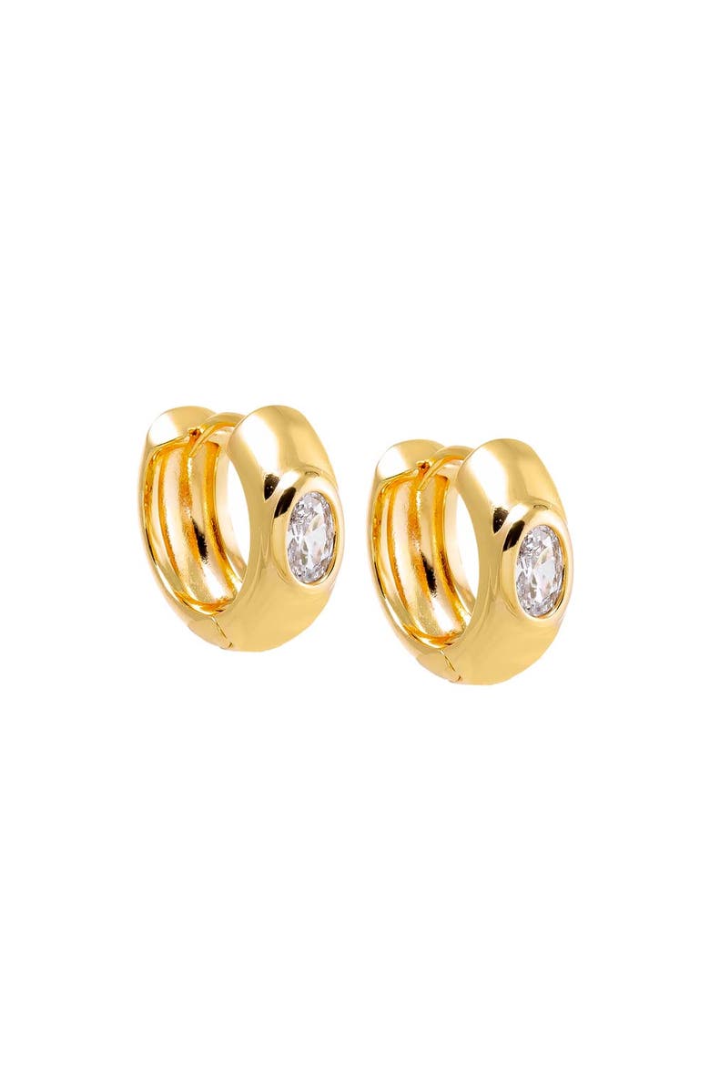 BY ADINA EDEN Oval Bezel Wide Huggie Earring, Main, color, Gold