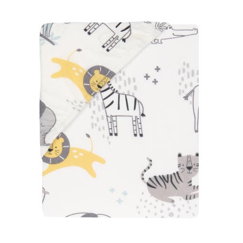 Lambs & Ivy Animal Jungle Soft 100% Cotton Jersey Baby Fitted Crib Sheet In Multi