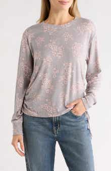 Lucky Brand Cozy Ruched Side Long Sleeve Top