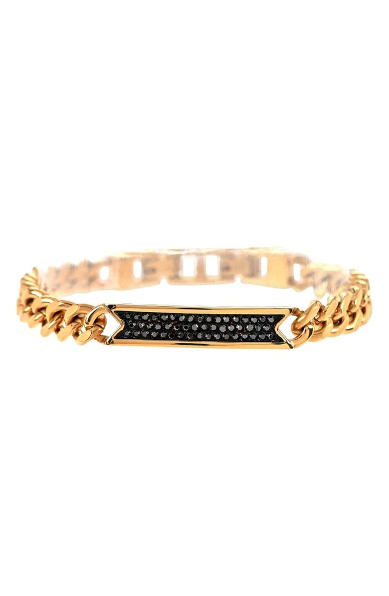 AMERICAN EXCHANGE Men's Pavé Crystal Bar Necklace & Bracelet Set, Alternate, color, Black/ Gold