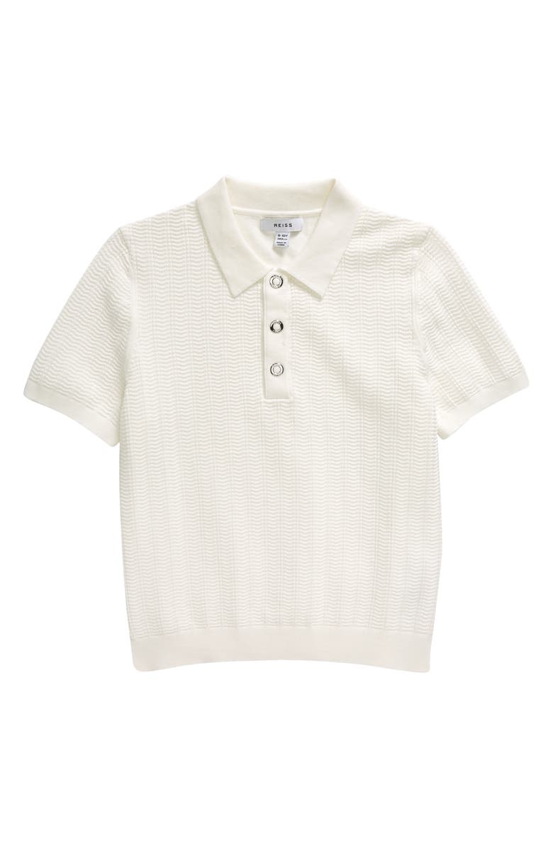 Reiss Kids' Pascoe Textured Polo Sweater, Main, color, White