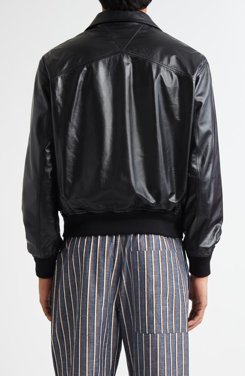 Bottega Veneta Lambskin Leather Blouson Jacket, Alternate, color, 1000 Black