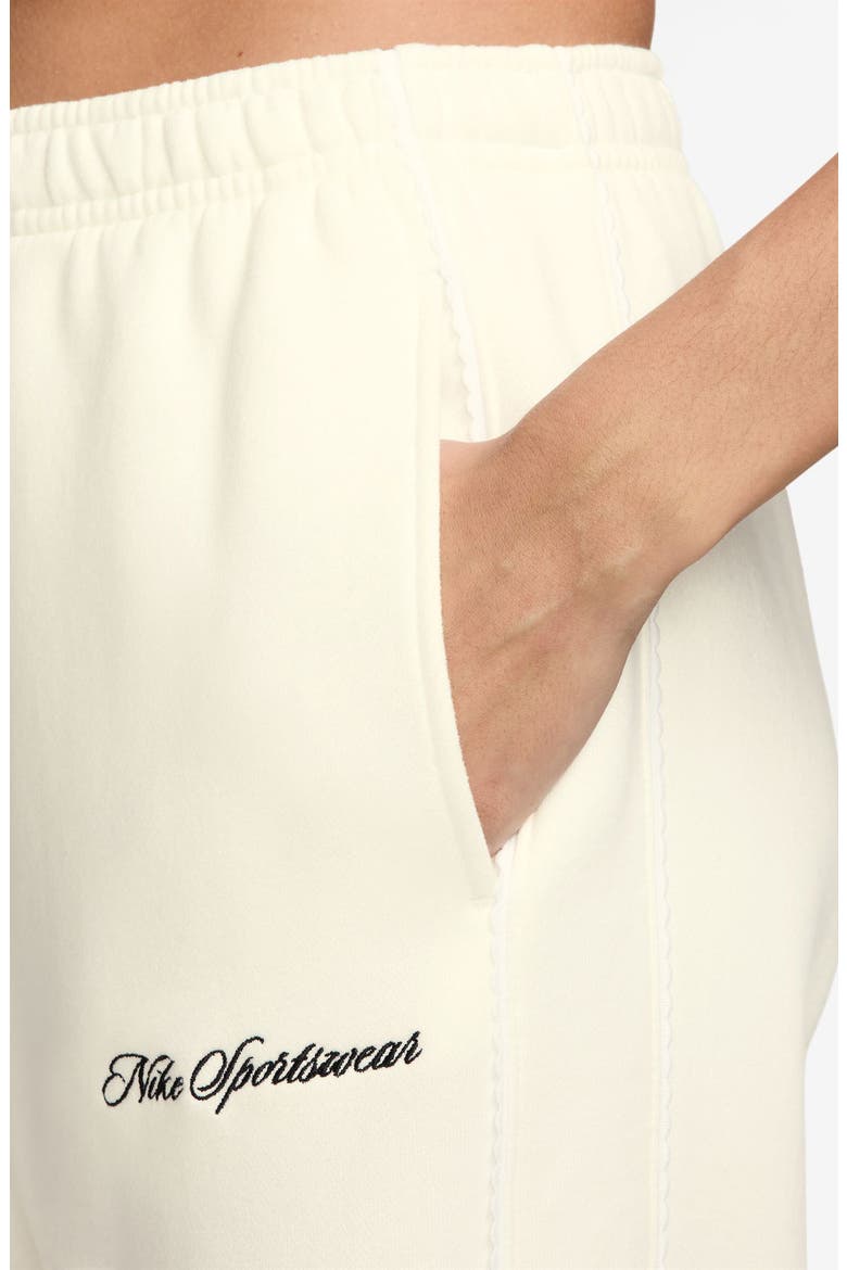 Sportswear Studio Mid Rise Scallop Wide Leg Fleece Pants, Alternate, color, SAIL/ SAIL