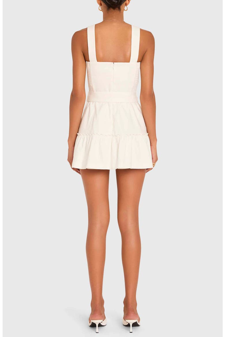 Lena Picot Trim Skirted Linen Blend Romper, Alternate, color, IVORY