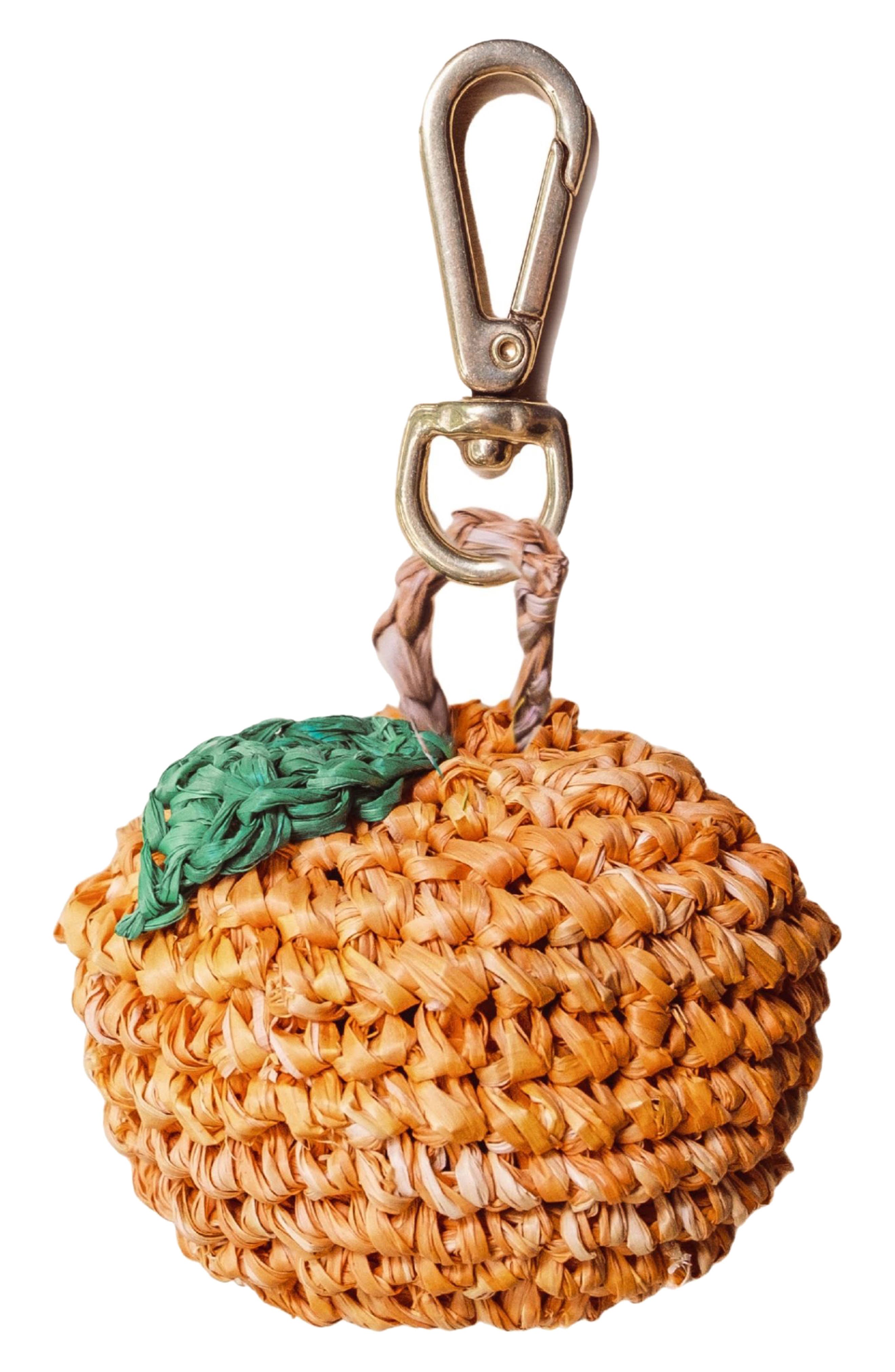 LIKHA Orange Raffia Bag Charm, Main, color, Orange