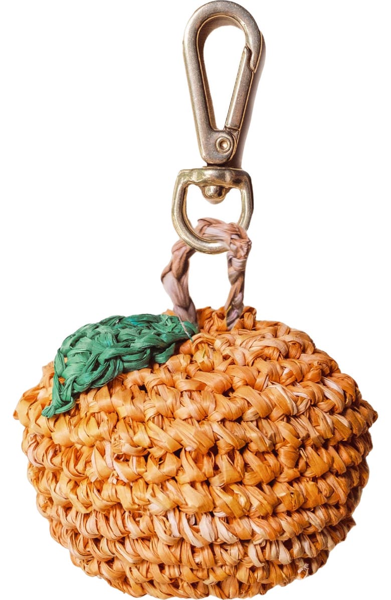 LIKHA Orange Raffia Bag Charm, Main, color, Orange