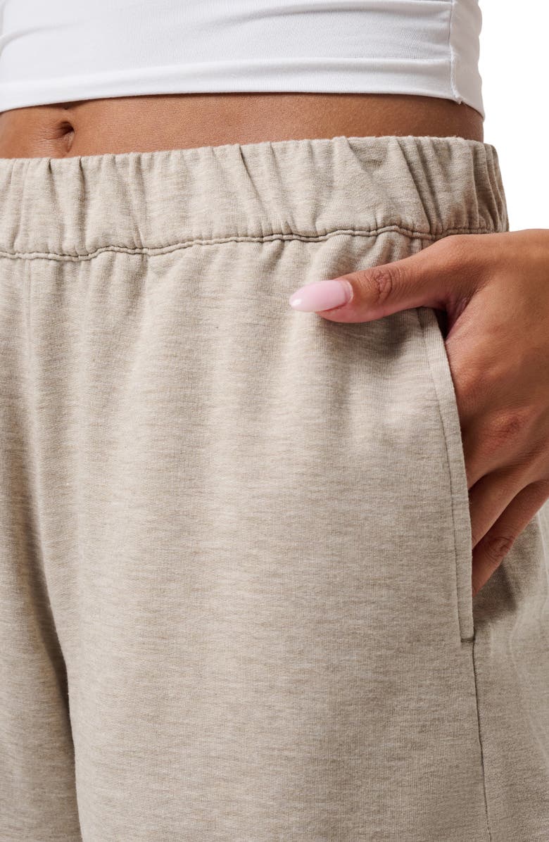 TravisMathew Cloud Terry Varsity Shorts, Alternate, color, Heather Soft Taupe