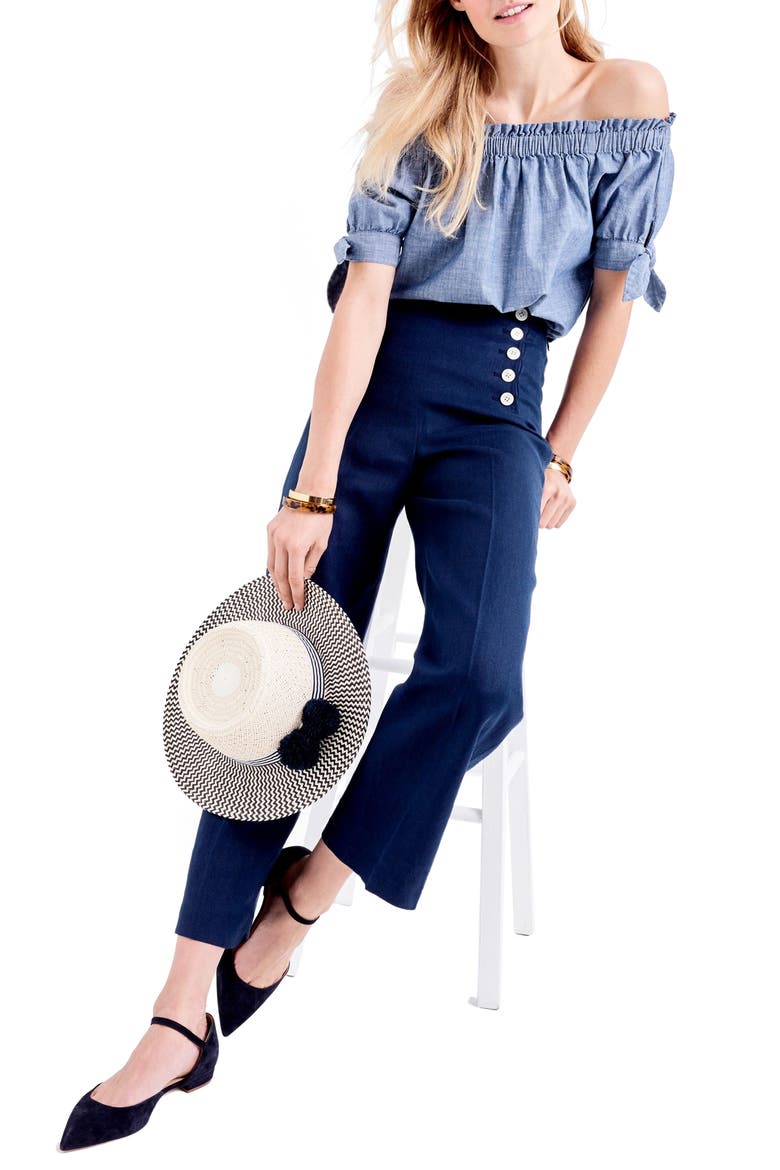 Heavy Linen Sailor Pants, Main, color, NAVY