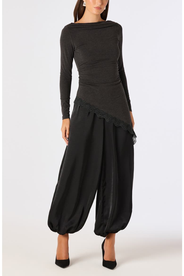 Airen Satin Jogger Pants, Alternate, color, BLACK