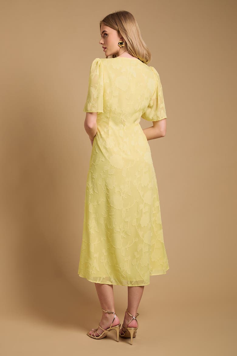Button Jacquard Midi Dress, Alternate, color, Butter