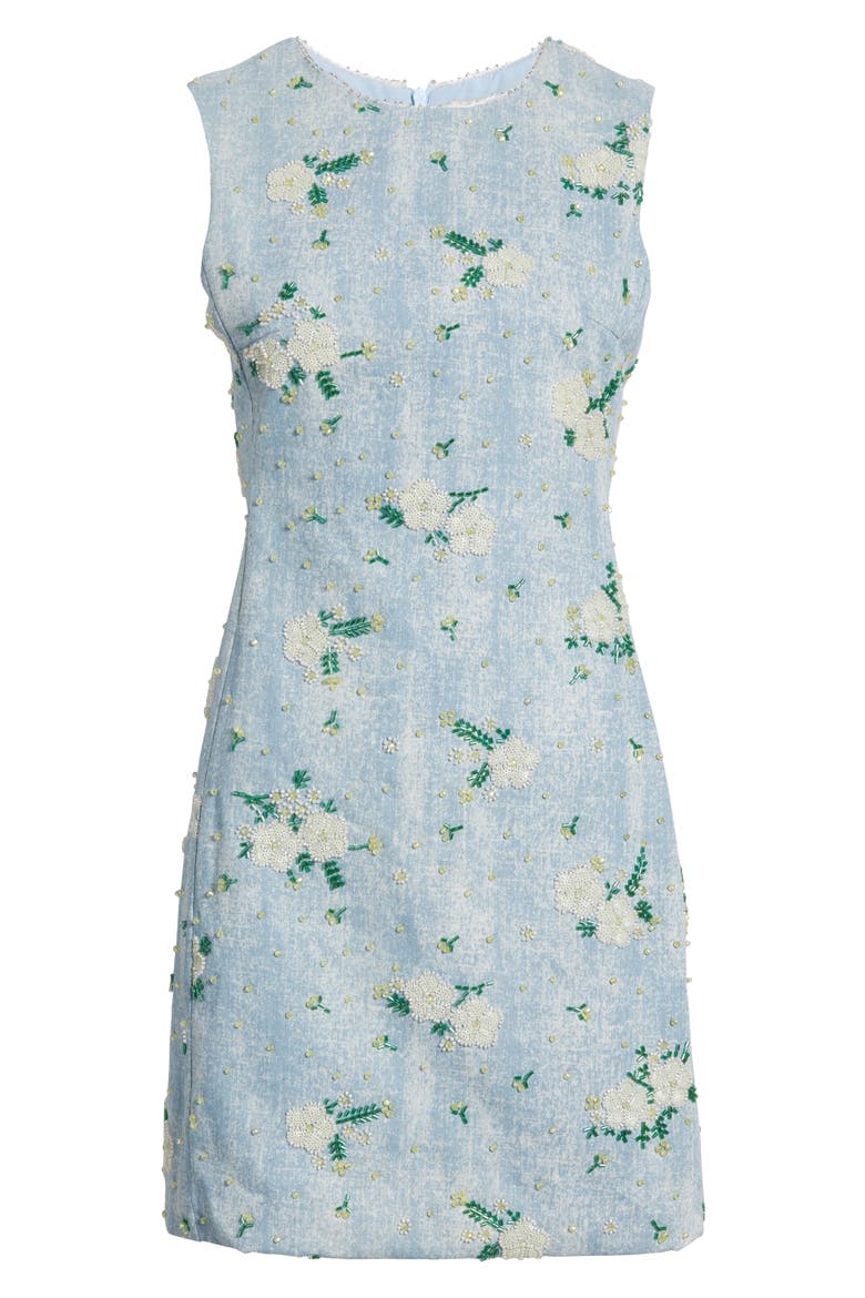 Harmony Bead Sleeveless Denim Minidress, Alternate, color, BLUE