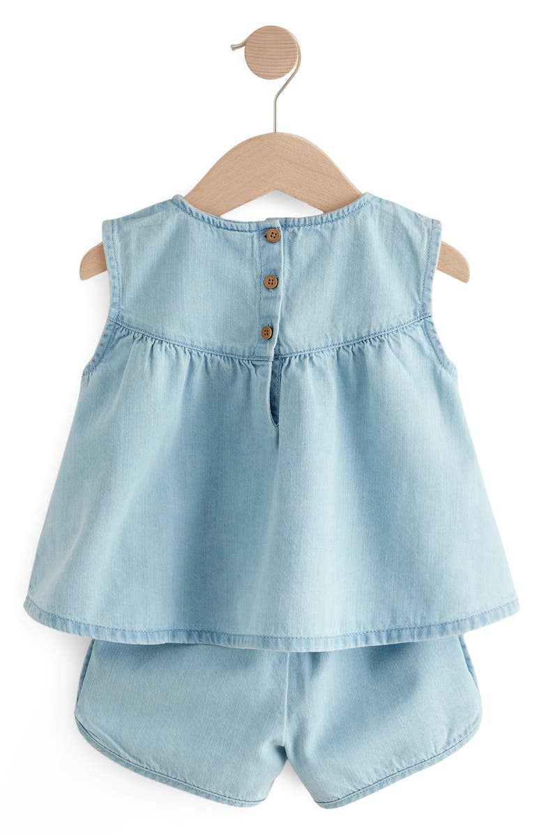 NEXT Kids' Cherry Appliqué Sleeveless Denim Top & Shorts Set, Alternate, color, 