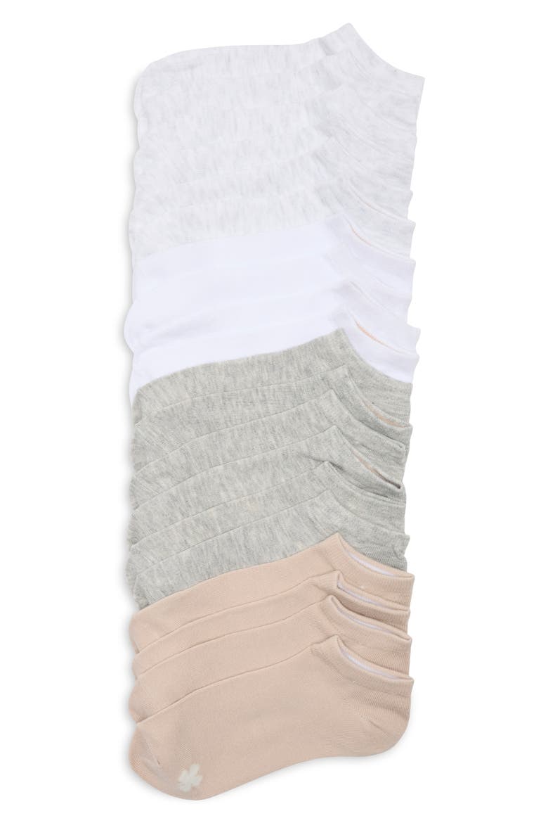 Assorted 10-Pack Ankle Socks, Main, color, WHITE GREY HEATHER