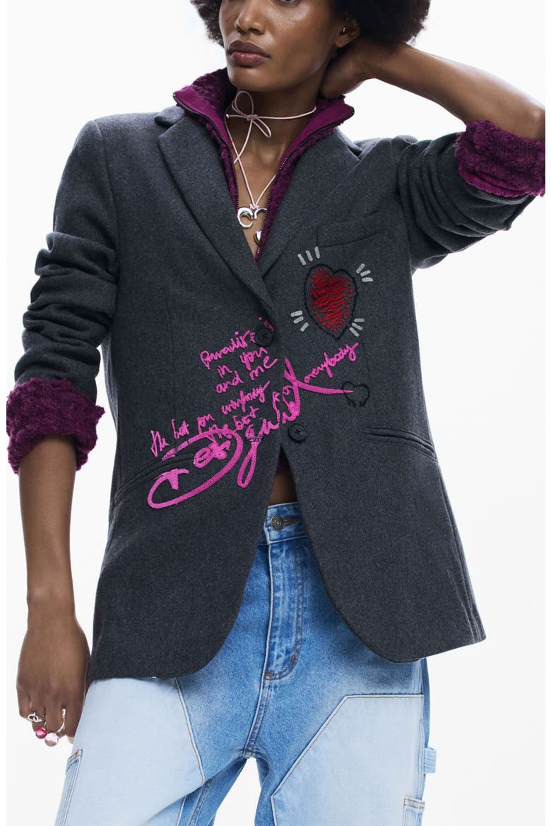 Hooded Blazer, Main, color, DARK GREY