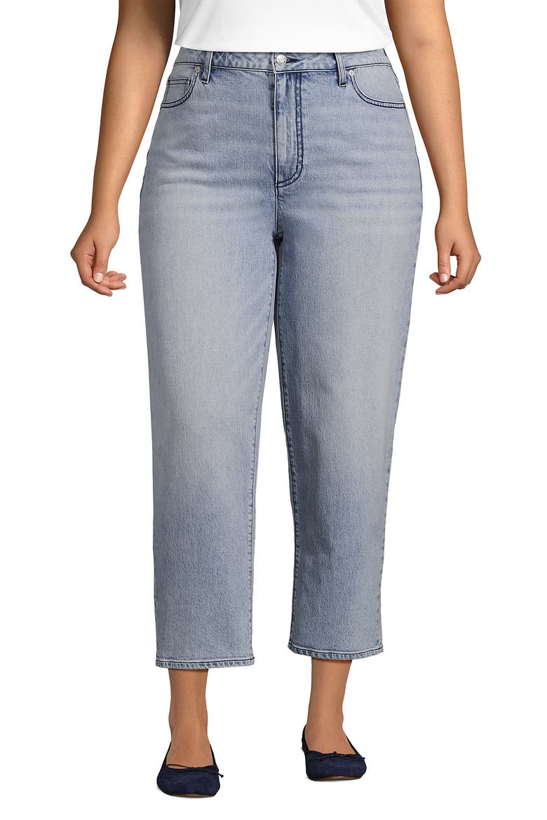 Plus Size Soft Denim Mid Rise Relaxed Straight Crop Jeans, Alternate, color, Harlow Blue Wash