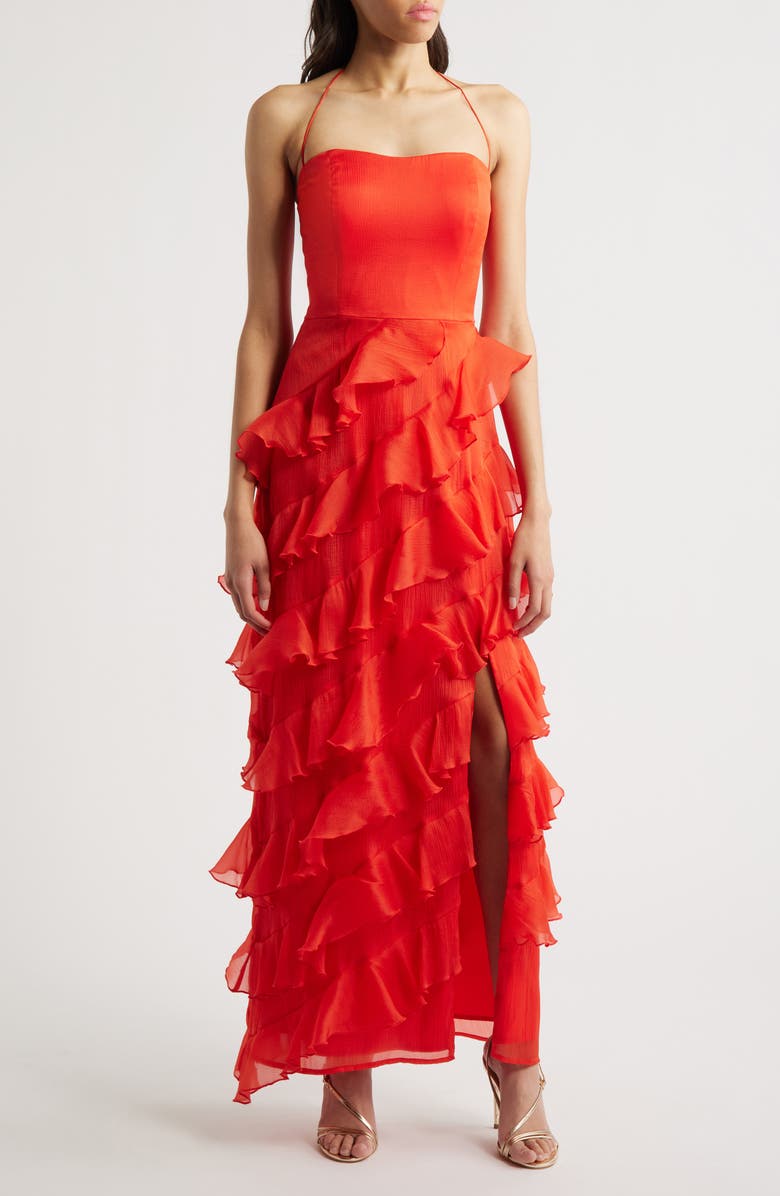 Hutch Ruffle Maxi Dress, Main, color, Cherry