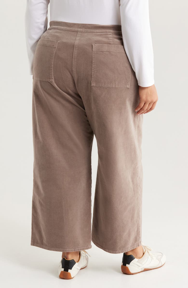 Eileen Fisher Stretch Organic Cotton Corduroy Wide Leg Ankle Pants, Alternate, color, Taupe