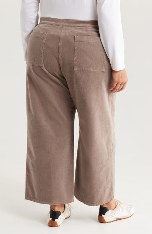 Eileen Fisher Stretch Organic Cotton Corduroy Wide Leg Ankle Pants In Brown