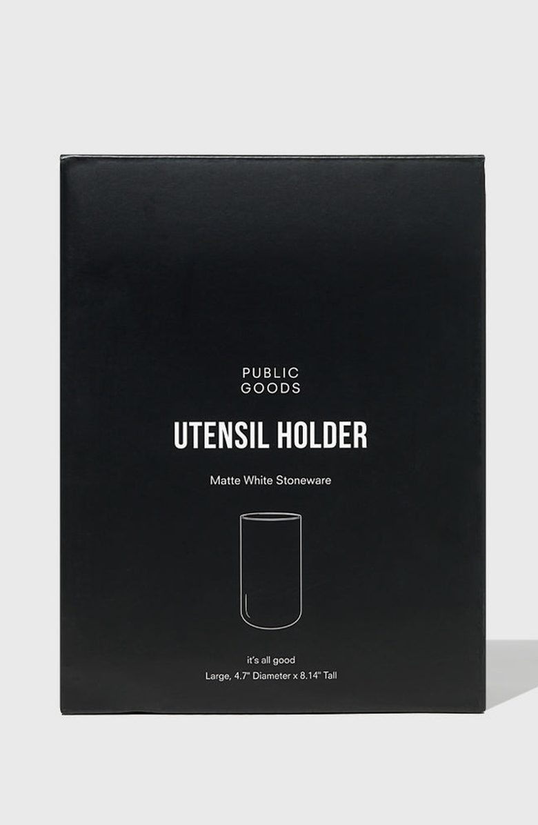 PUBLIC GOODS Tall Stoneware Utensil Holder, Alternate, color, White