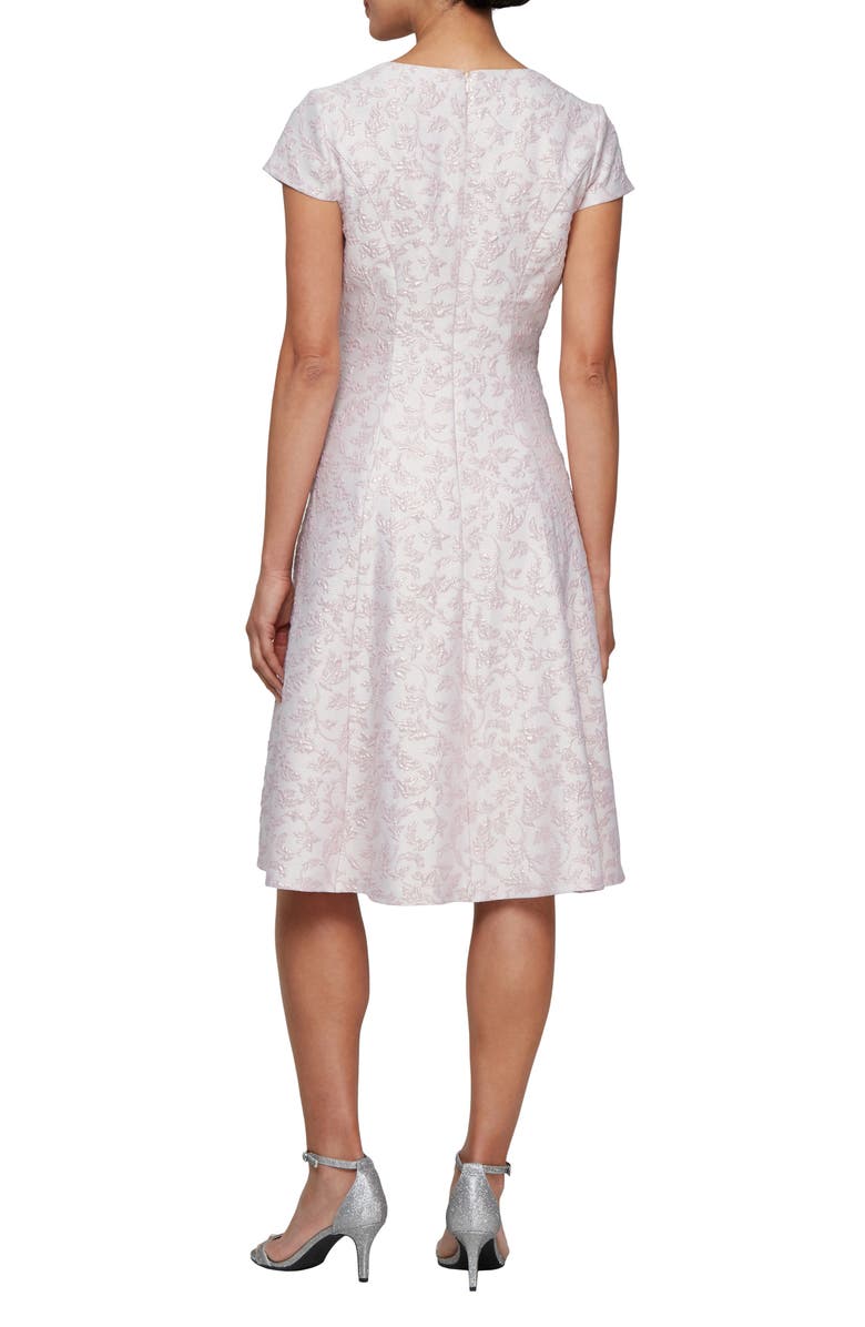 SL FASHIONS Metallic Jacquard Fit & Flare Cocktail Dress, Alternate, color, 