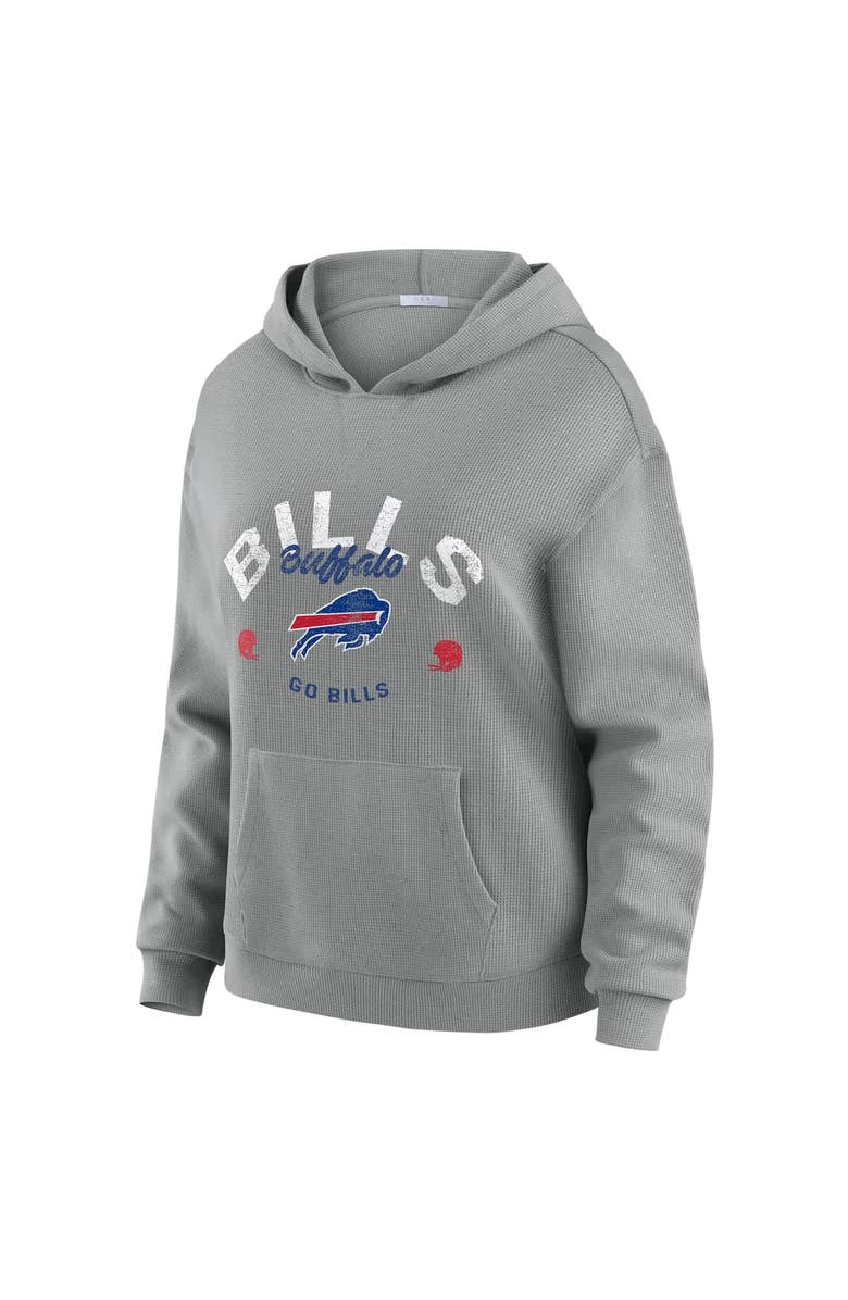 WEAR by Erin Andrews Women's WEAR by Erin Andrews Gray Buffalo Bills Waffle-Knit Long Sleeve Hooded Shirt & Pants Lounge Set, Alternate, color, Gray