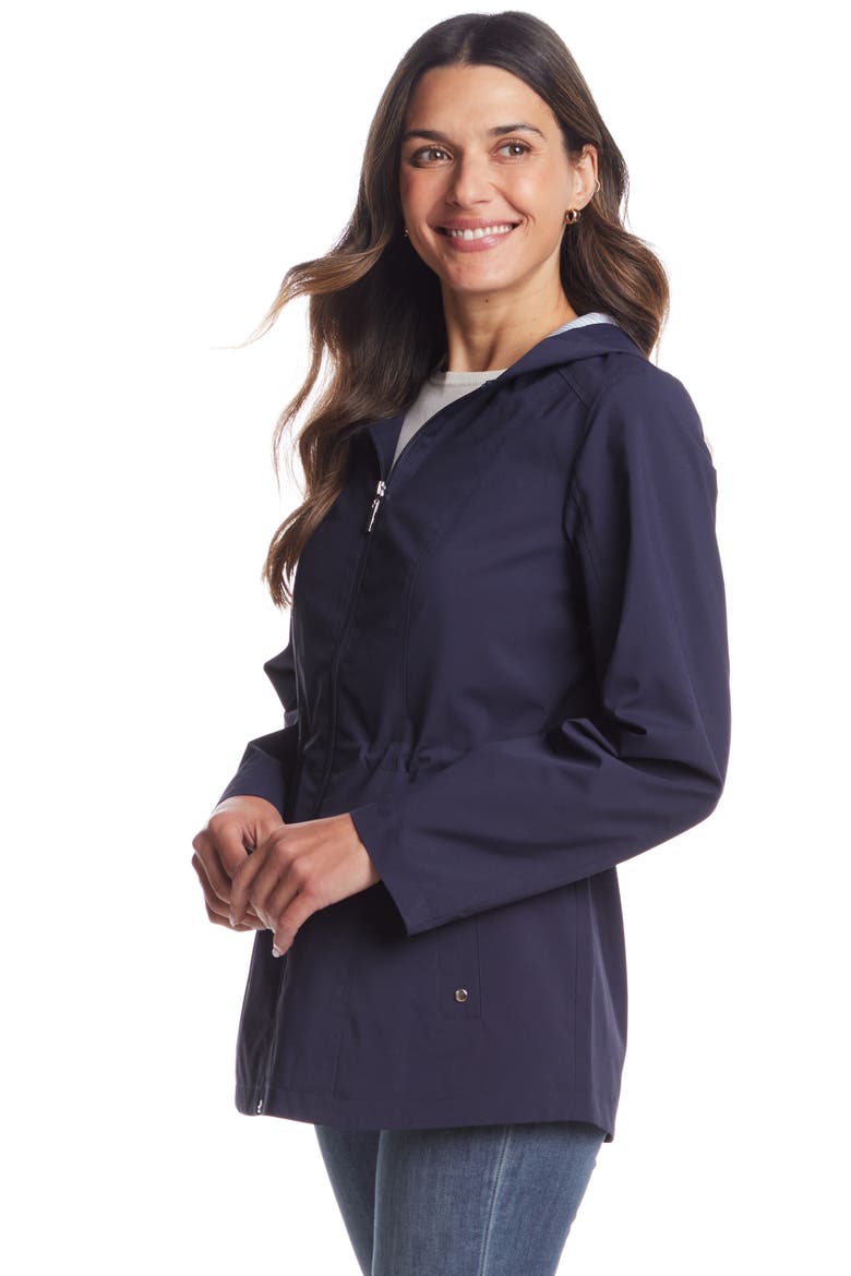 Water Resistant Hooded Raincoat, Alternate, color, NAVY