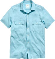 Billy Reid Hemp & Cotton Knit Short Sleeve Button-Up Shirt