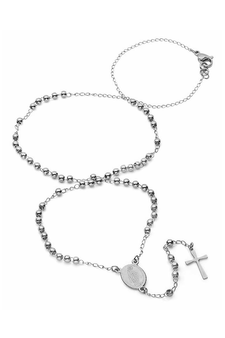 Stainless Steel Rosary Necklace, Main, color, METALLIC