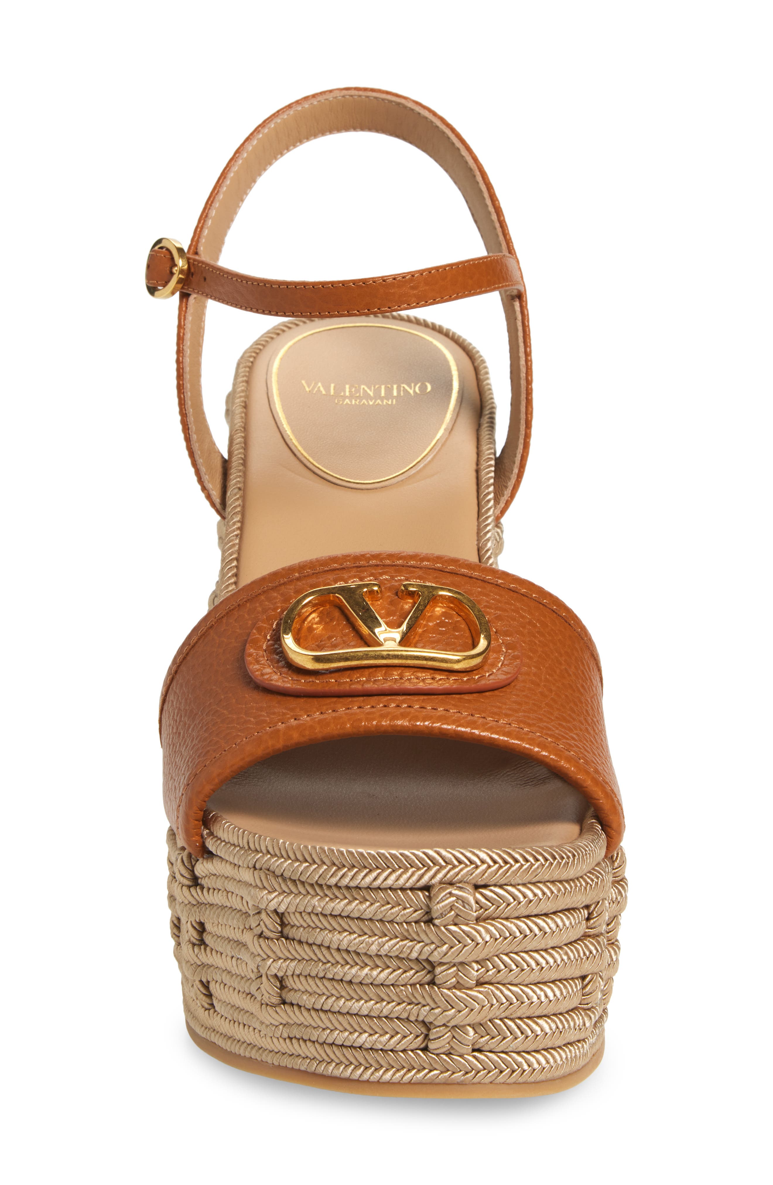 Valentino Garavani VLOGO Espadrille Wedge Sandal, Alternate, color, Kel Almond Beige