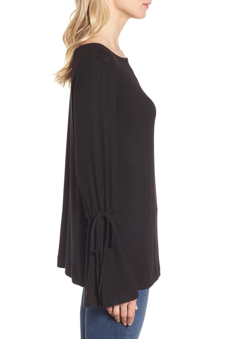 Cozy Bell Sleeve Top, Alternate, color, BLACK