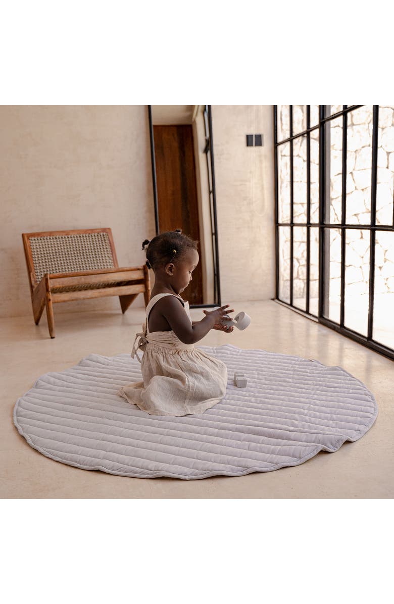 Toddlekind Quilted Cotton Reversible Play Mat, Alternate, color, Stone Stripes