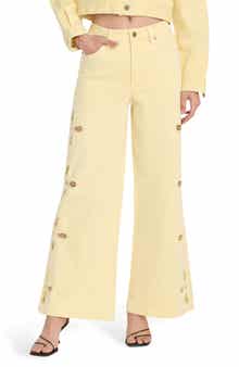 Good Waist Embroidered Palazzo Jeans