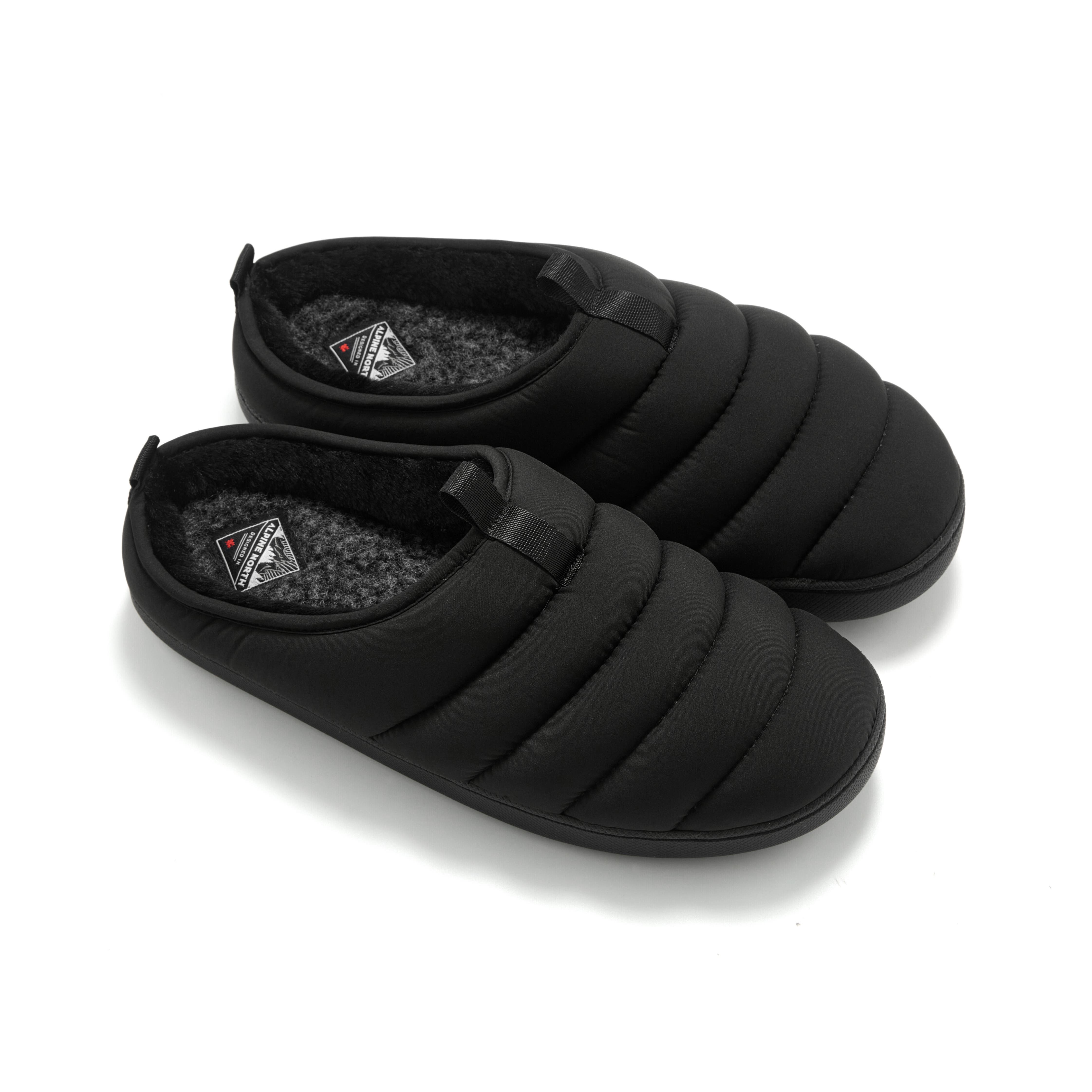 Seaton - Insulated Puffer Slippers, Alternate, color, BLACK
