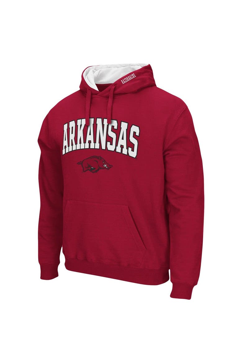 Men's Colosseum Cardinal Arkansas Razorbacks Arch & Logo 3.0 Pullover Hoodie, Alternate, color, Cardinal