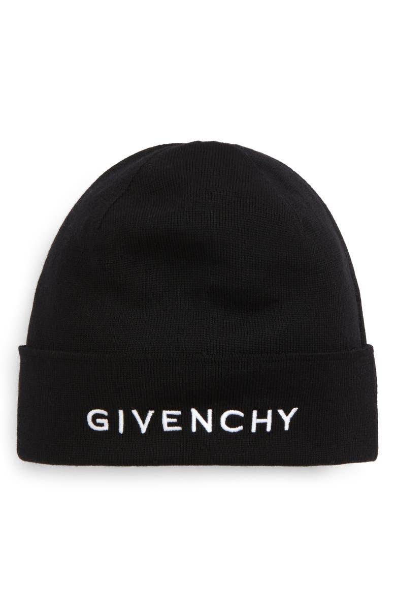 Givenchy Embroidered Wool Logo Beanie, Main, color,