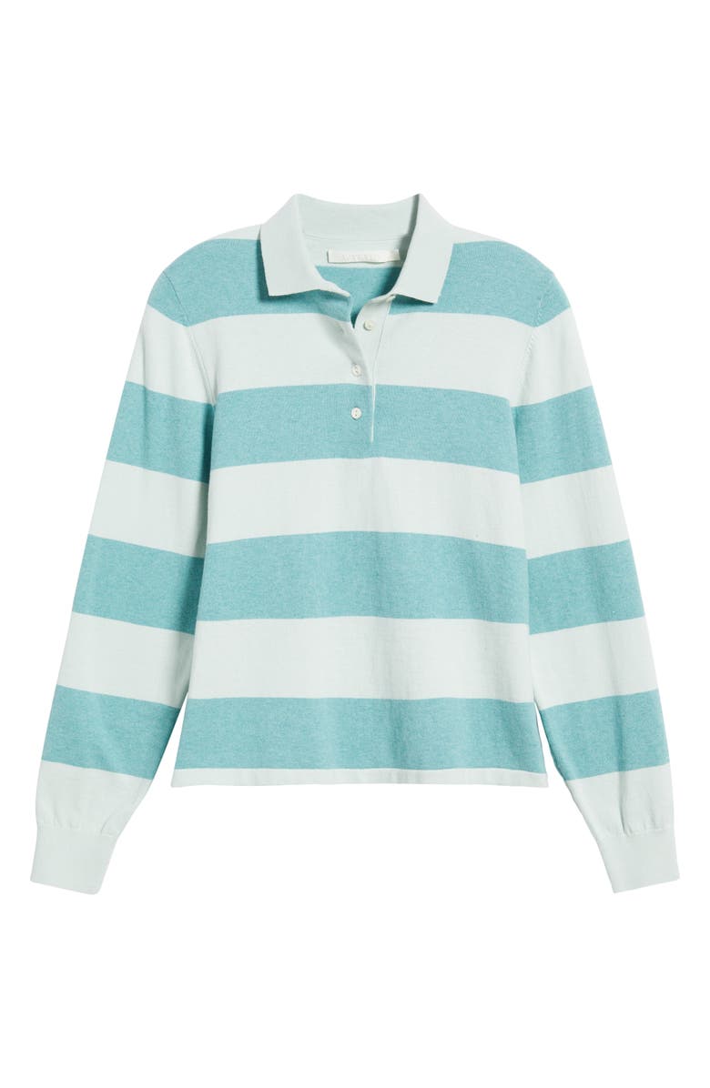 Wyeth Stripe Cotton & Cashmere Polo Sweater, Alternate, color, Azure