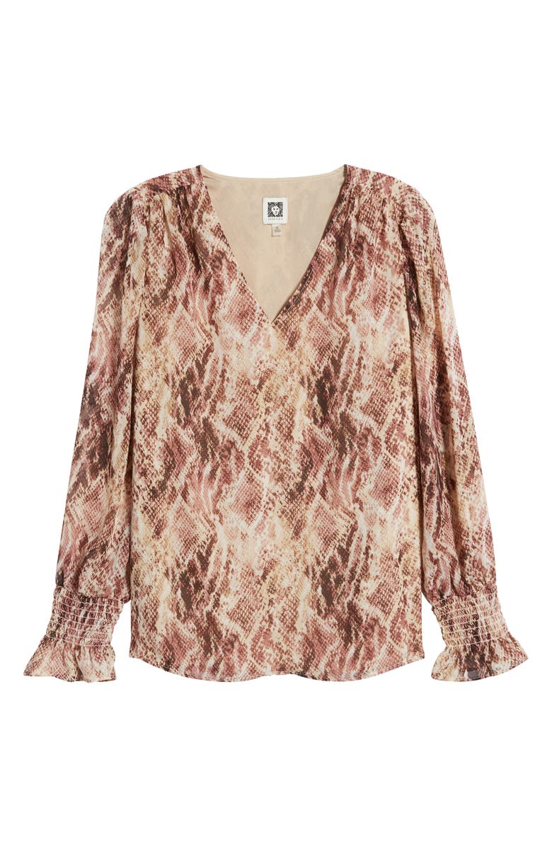 Anne Klein Smocked Cuff Blouse, Alternate, color, 