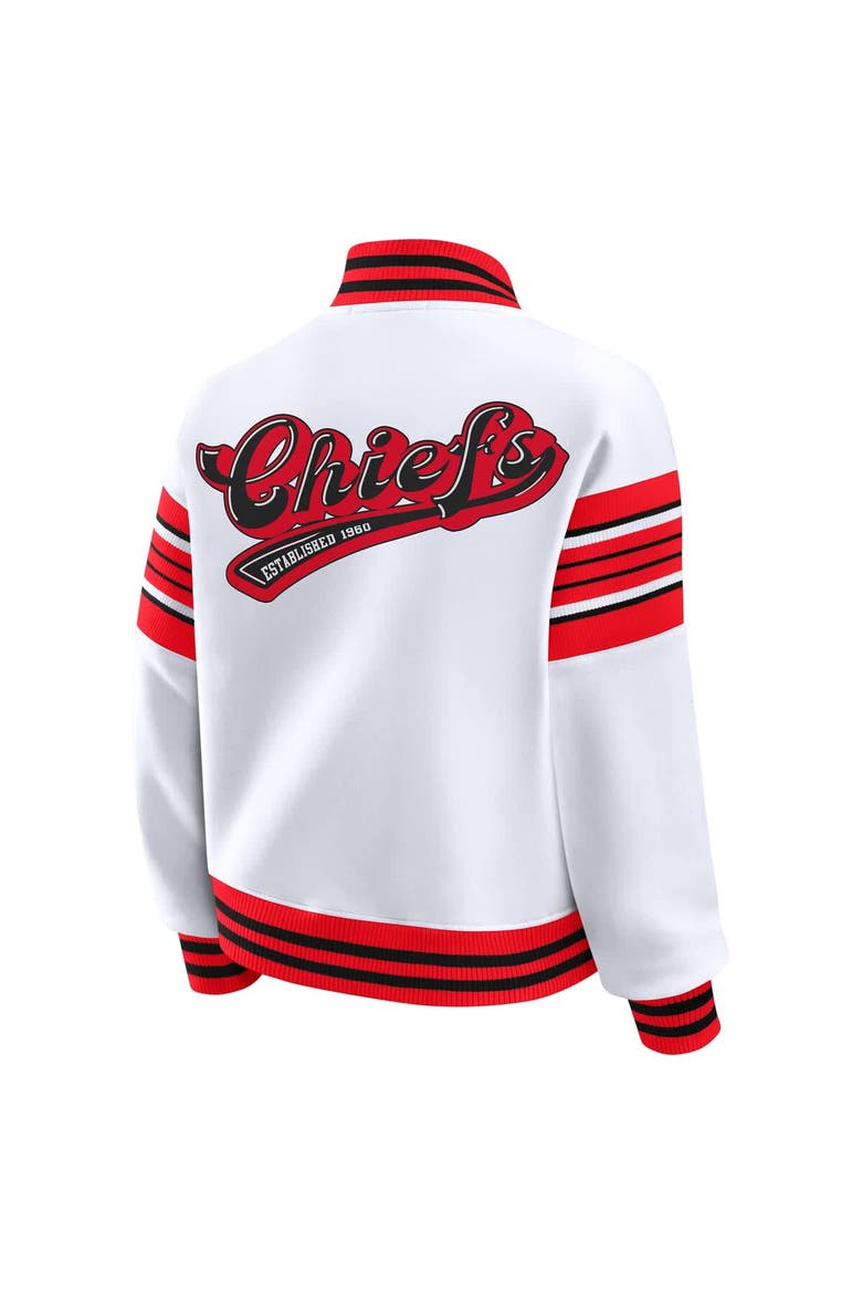 Women's WEAR by Erin Andrews White Kansas City Chiefs Plus Size Full-Snap Fleece Sweatshirt Jacket, Alternate, color, White