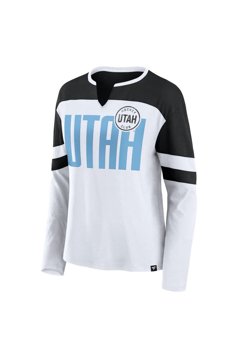 Women's Fanatics White/Black Utah Hockey Club Frozen Notch Neck Long Sleeve T-Shirt, Alternate, color, White