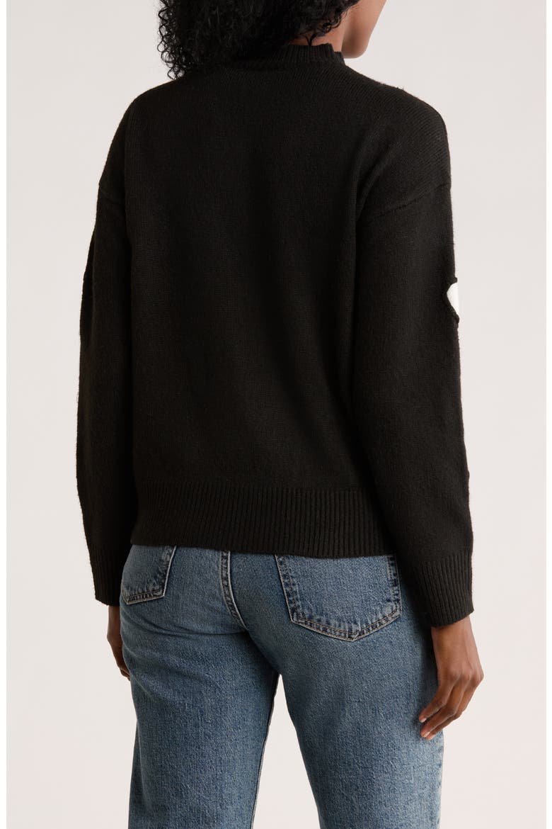 Love Heart Sweater, Alternate, color, BLACK/ WHITE