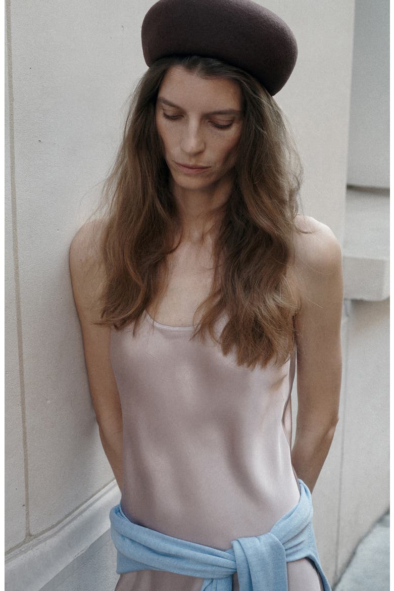 Luis Crinkled Satin Midi Slip Dress, Alternate, color, PASTEL PINK