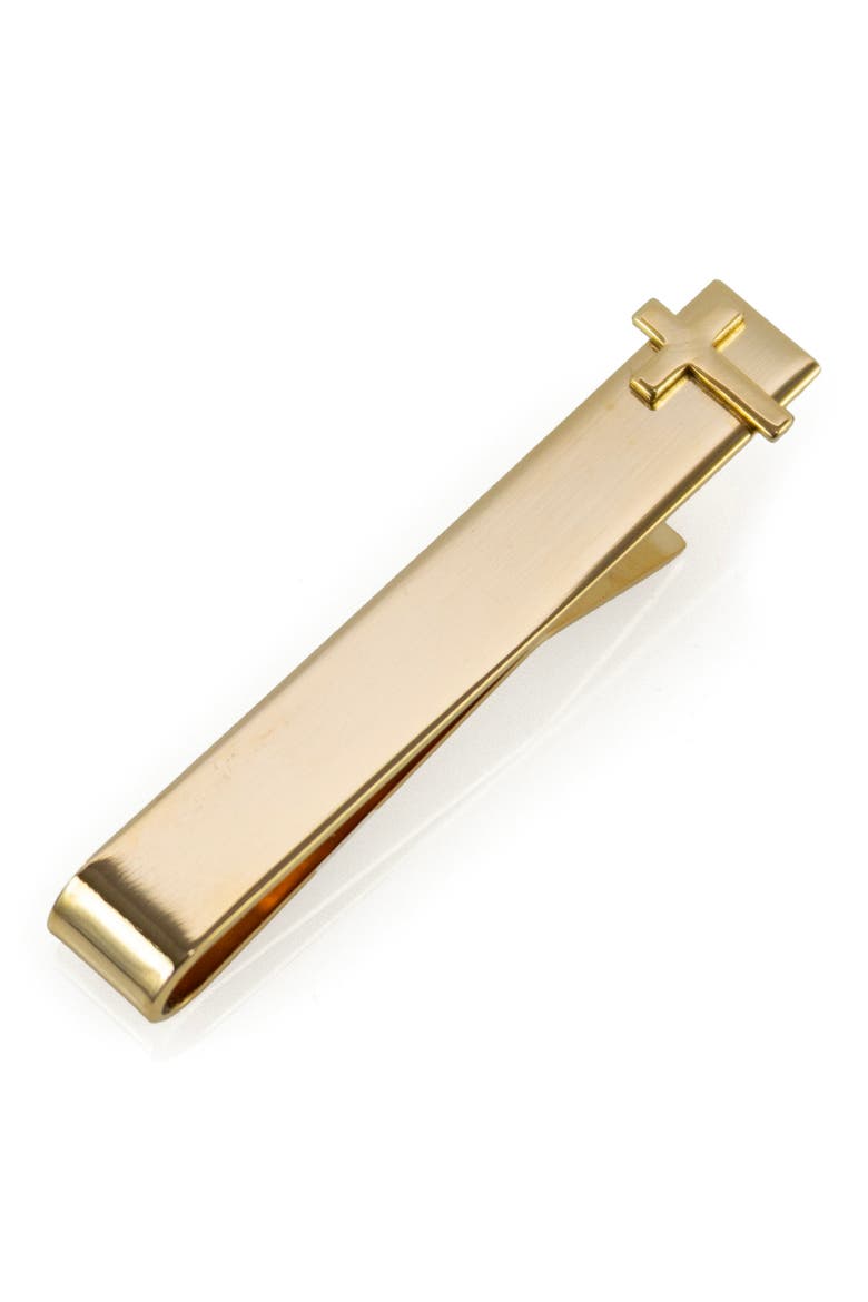 Cross Goldtone Tie Bar, Main, color, GOLD