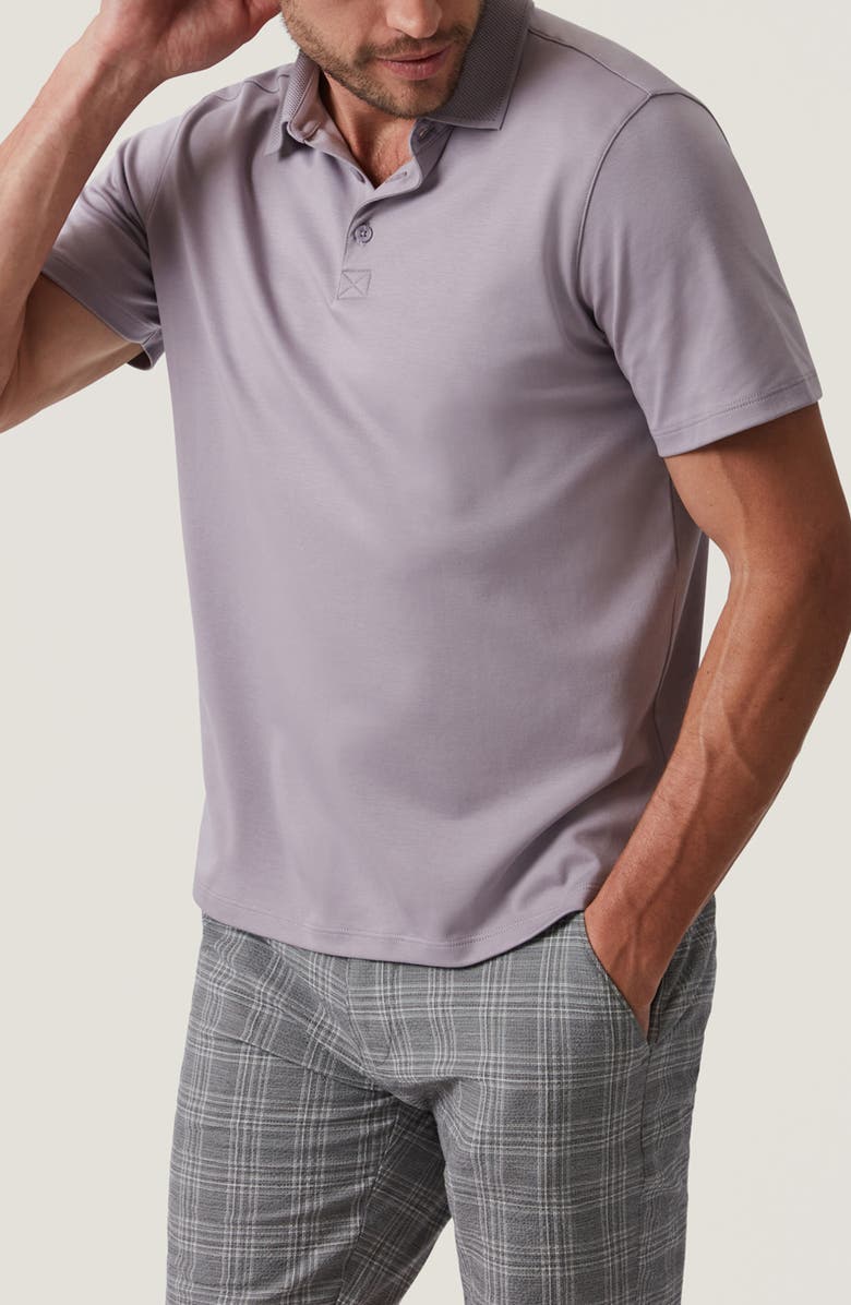34 Heritage Tipped Pima Cotton Polo, Alternate, color, Lilac Dust