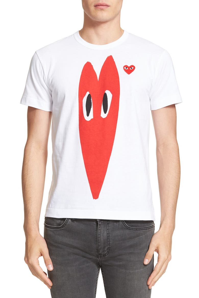 Long Heart Face Graphic Tee, Main, color, WHITE