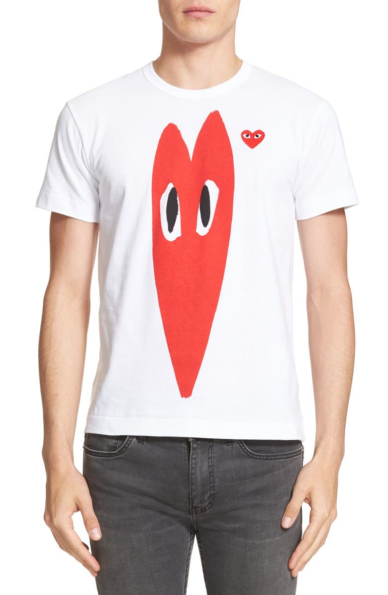 Comme des Garçons PLAY Long Heart Face Graphic Tee, Main, color,