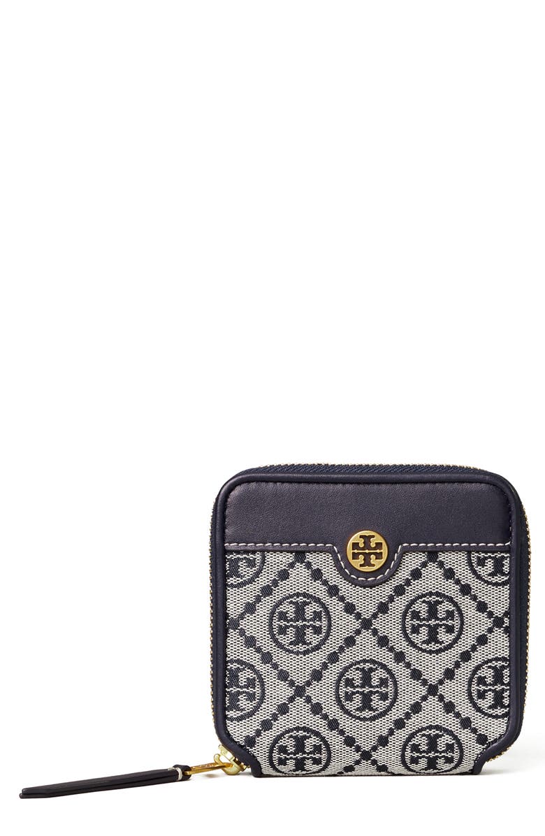 Tory Burch T Monogram Jacquard Bifold Wallet, Main, color, Tory Navy