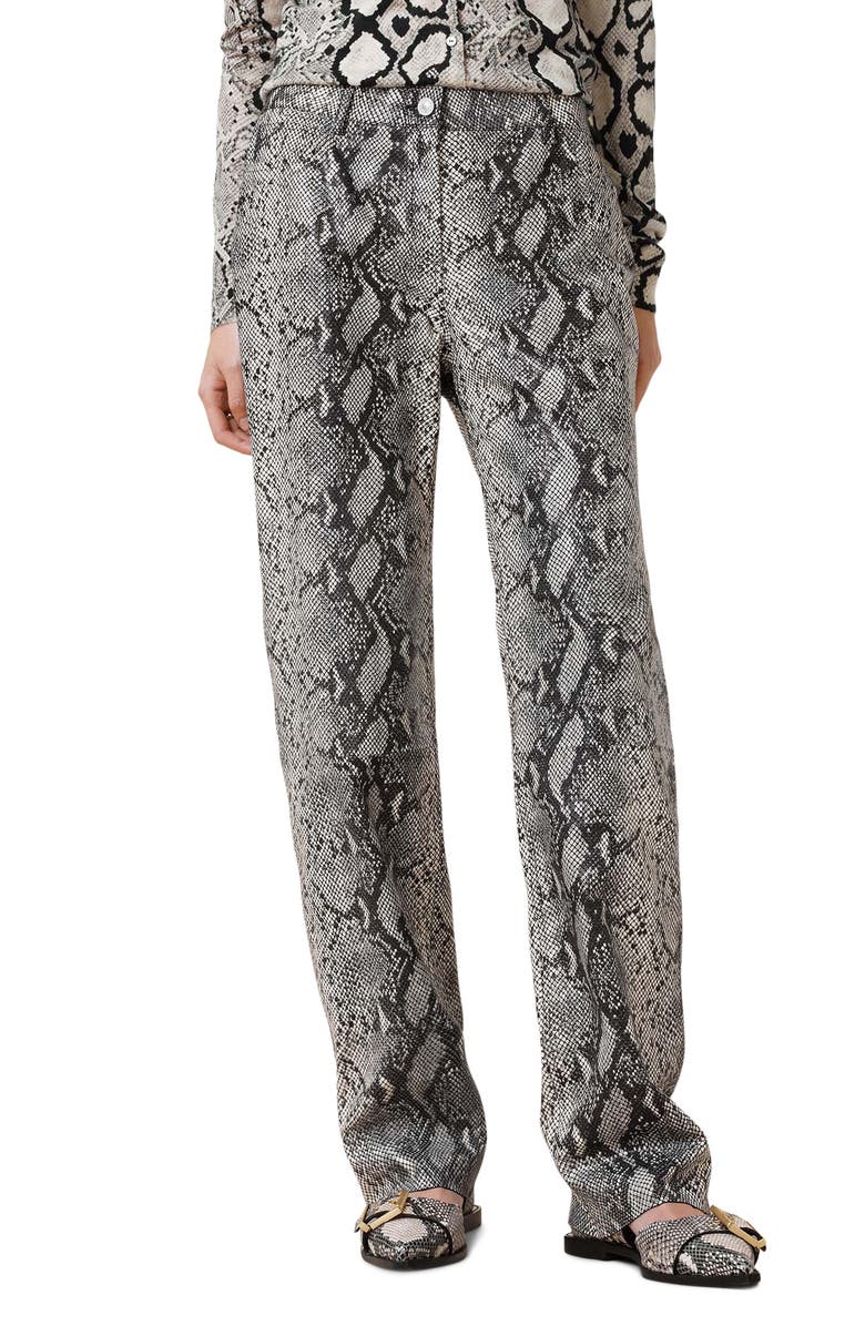 AllSaints Saige Snakeskin Embossed Leather Pants, Main, color, 