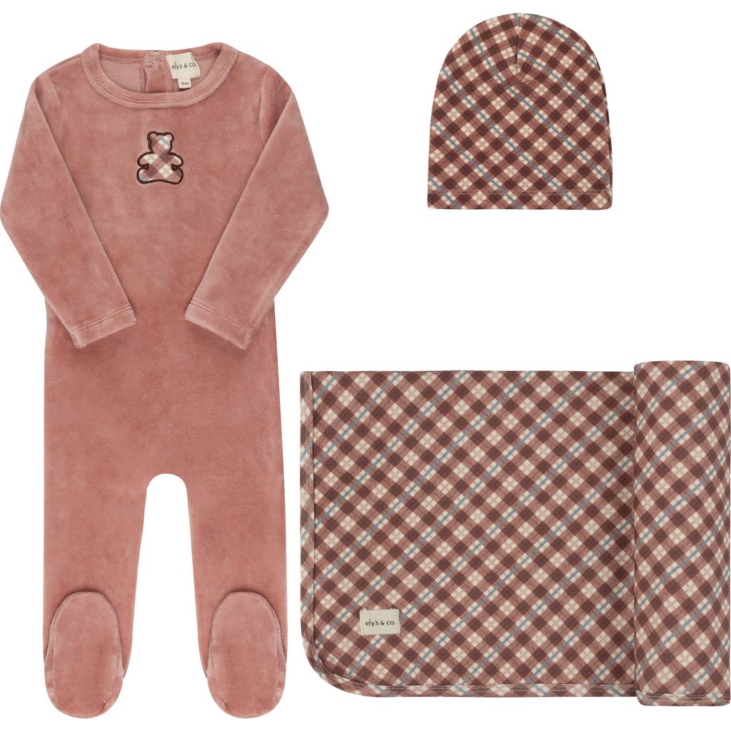 Ely's & Co. Velour Plaid Bear Collection In Brown